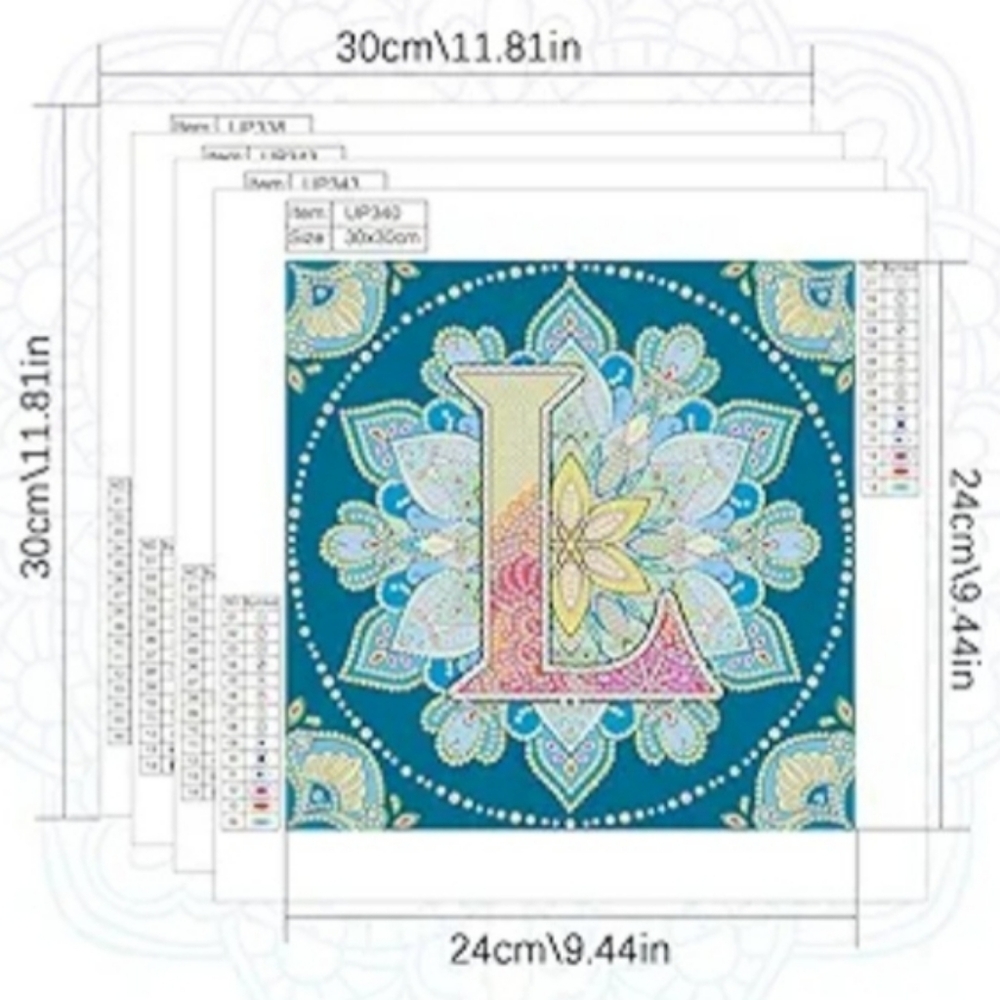 4 diamond painting kits "L", "O", "V", and "E" - Picture 2 of 4